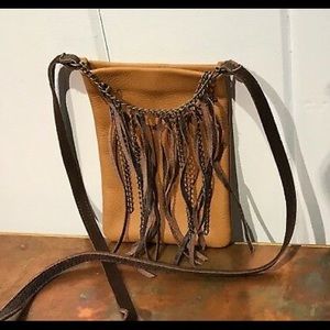 Genuine Leather Suede Crossbody Wallet